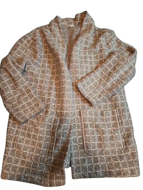 Reitmans Jackets & Blazers - Reitmans Gray & Taupe Grid Open-Front Coatigan